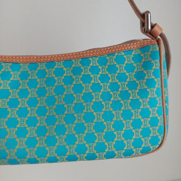 CELINE Turquoise Macadam Mini Shoulder Bag - Picture 7 of 17